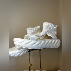 White Knit Strap Sandals